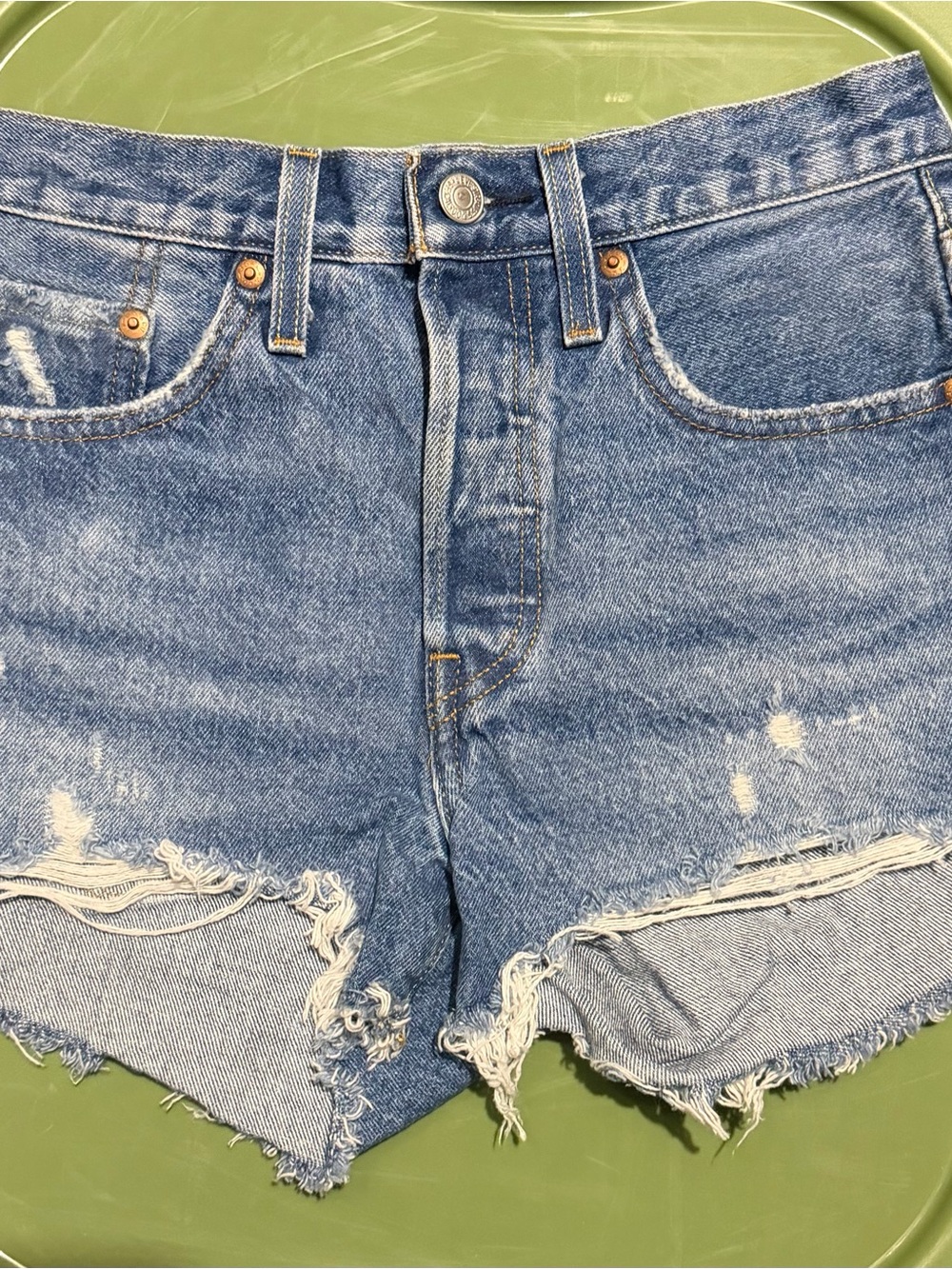 Levi's Light Blue Distressed Denim Cutoff Shorts